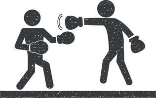 twee boksers in ring vector icoon illustratie met postzegel effect