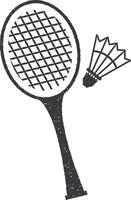 badminton vector icoon illustratie met postzegel effect