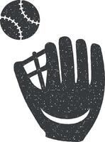 basketbal handschoen en bal vector icoon illustratie met postzegel effect