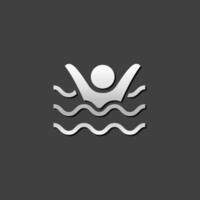 verdronken Mens icoon in metalen grijs kleur stijl. mensen ongeluk water zee vector