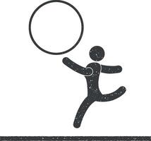 gymnastiek met een hoepel vector icoon illustratie met postzegel effect