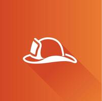 brandweerman hoed vlak kleur icoon lang schaduw vector illustratie