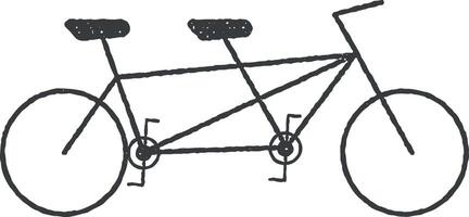 tandem fiets vector icoon illustratie met postzegel effect