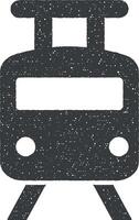 stad, spoorweg, tram vector icoon illustratie met postzegel effect