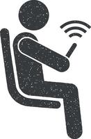 zitplaatsen plaats met Wifi vector icoon illustratie met postzegel effect