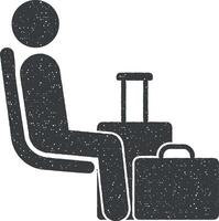 zitplaatsen plaats voor persoon met bagage vector icoon illustratie met postzegel effect
