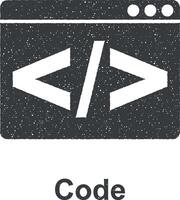 online marketing, code vector icoon illustratie met postzegel effect