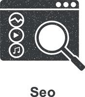online marketing, seo vector icoon illustratie met postzegel effect