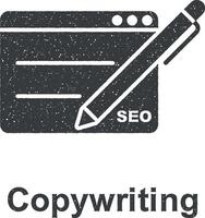 online marketing, copywriting vector icoon illustratie met postzegel effect