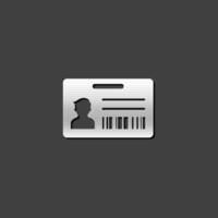 ID kaart kaart icoon in metalen grijs kleur stijl. identiteit kantoor zakenman vector