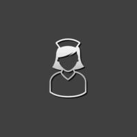 verpleegster icoon in metalen grijs kleur stijl. medisch gezondheidszorg vector