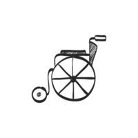 hand- getrokken schetsen icoon rolstoel vector