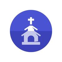 kerk icoon in vlak kleur cirkel stijl. christen kapel synagoge vector