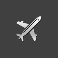 vliegtuig icoon in metalen grijs kleur stijl. luchtvaart vervoer reizen vector
