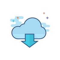 wolk downloaden icoon vlak kleur stijl vector illustratie