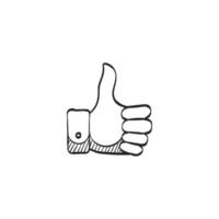 hand- getrokken schetsen icoon duim omhoog hand- vector