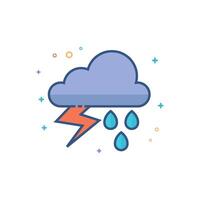 weer bewolkt storm icoon vlak kleur stijl vector illustratie