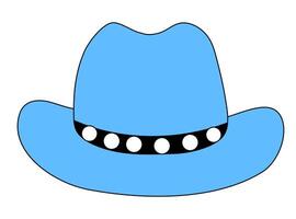 retro blauw veedrijfster hoed. cowboy western en wild west thema. icoon, sticker, embleem, logo ontwerp. hand- getrokken geïsoleerd vector vlak illustratie.