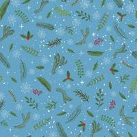 vector moderne naadloze patroon met kleurrijke hand tekenen illustratie van kerst planten. gebruik het voor behang, textieldruk, vullingen, webpagina's, oppervlaktestructuren, inpakpapier, ontwerp van presentatie