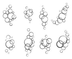 bubbels van koolzuurhoudende drank, lucht of zeep. verticale waterstromen. schets vectorillustratie vector