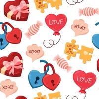 gelukkig valentijnsdag dag naadloos patroon. romantisch concept voor groet kaarten, affiches, inpakken, pak papier. modern liefde vector ontwerp