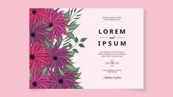 bloemenkrans bruiloft uitnodigingskaartsjabloon met premium bloemen vector