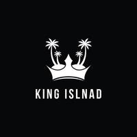 koning eiland logo ontwerp concept met palm boom en koning kroon vector