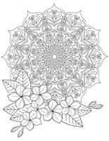 mandala en mooi bloemen voor kleur bladzijde vector