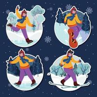 winter activiteit sport sticker vector