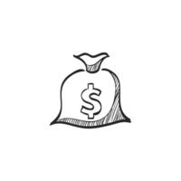 hand- getrokken schetsen icoon geld zak vector