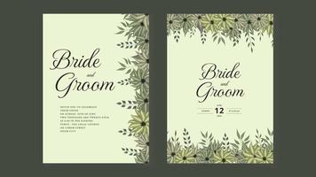 moderne bloemenkrans bruiloft uitnodigingskaart sjabloon premium bloem vector