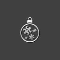 Kerstmis bal icoon in metalen grijs kleur stijl. seizoen groet december vector