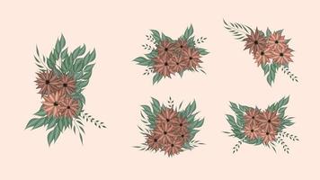 bloemen takken instellen. kleurrijk bloemenboeket voor het verpakken van cosmetica vector