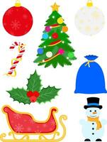 Kerstmis voorwerpen reeks pictogrammen voorraad vector illustratie geïsoleerd Aan wit achtergrond