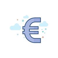 euro valuta symbool icoon vlak kleur stijl vector illustratie