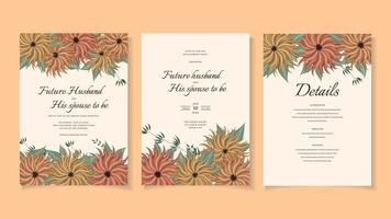 romantische botanische bloemenhuwelijk nodigt bloem uit bedankt rsvp save the date vector