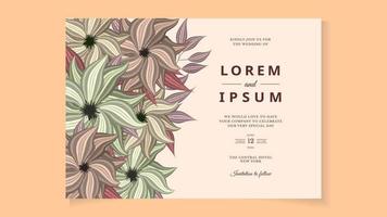 bloemenkrans bruiloft uitnodigingskaartsjabloon met premium bloemen vector