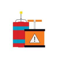 dynamiet bom en ontsteker naar lancering Gevaar wapen naar explosie en schade. vector illustratie. dynamiet Gevaar wapen, vernietigen instrument, schade waarschuwing embleem, brand boom items