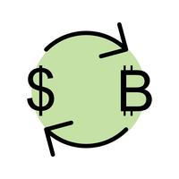Wissel Bitcoin met Dollar Vector Icon