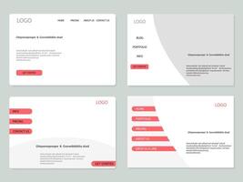 indelingen landen bladzijde ontwerp verzameling. web koppel voor website en ux ui. vector koppel plaats, navigatie ui met logo hoofd en dynamisch draadframe, lay-out bladzijde met plaats voor afbeeldingen