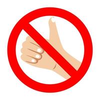 verbod Leuk vinden en verboden duim omhoog in sociaal media. conceptuele symbool middelen Actie tegen sociaal media en invloed naar mensen. vector illustratie