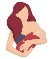 een vrouw geeft borstvoeding aan een baby in haar armen, een platte cartoon vectorillustratie. borstvoeding vector