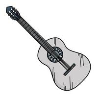 klassieke akoestische gitaar doodle illustratie. hand getekende icoon van een muziekinstrument. vector