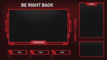 stream overlay direct terug scherm rood en zwart thema vector