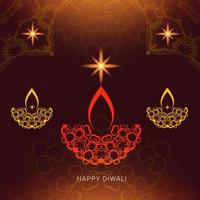mooie gelukkige diwali-groet met brandende diya voor lichtfestival vector