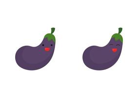 illustratie van aubergine met een vrolijk, schattig en schattig gezicht vector