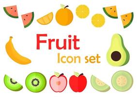 icon set van vers en zoet fruit vector