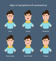tekenen en symptomen van het coronavirus of covid-19 vector