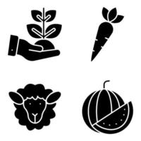 pak fruit en groente solide pictogrammen vector