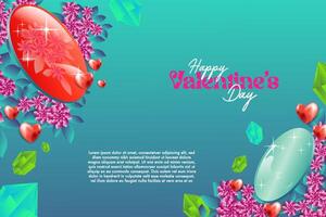 elegant realistisch Valentijn kaart, banier en poster achtergrond abstract met liefde icoon en bloem lay-out vector